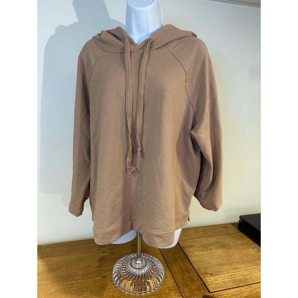 Pact Sz XL Women’s Oversized Tab Bounce Bell Sleeve Hoodie Tan Relaxed Lauered